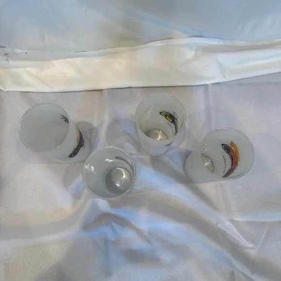 Vintage Car Drinking Glasses, Frosted Glass, Set of 4, Chevy, Ford, Cadillac… - Picture 9 of 10